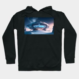 White futuristic house in snowy place Hoodie